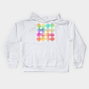 Rainbow Watercolor Tartan Plaid Check Kids Hoodie